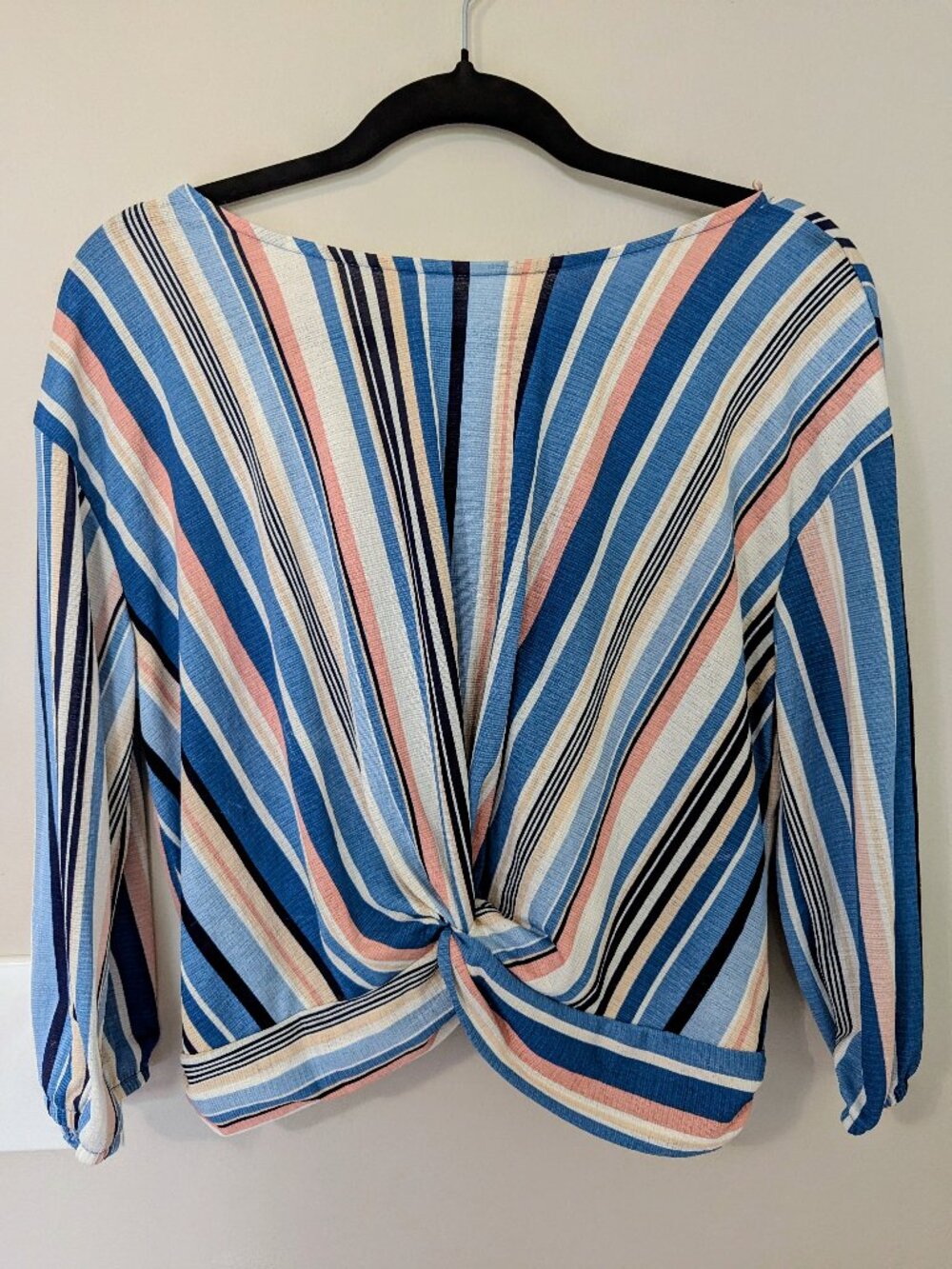 Suzy Shier stripped ladies open back shirt NWT